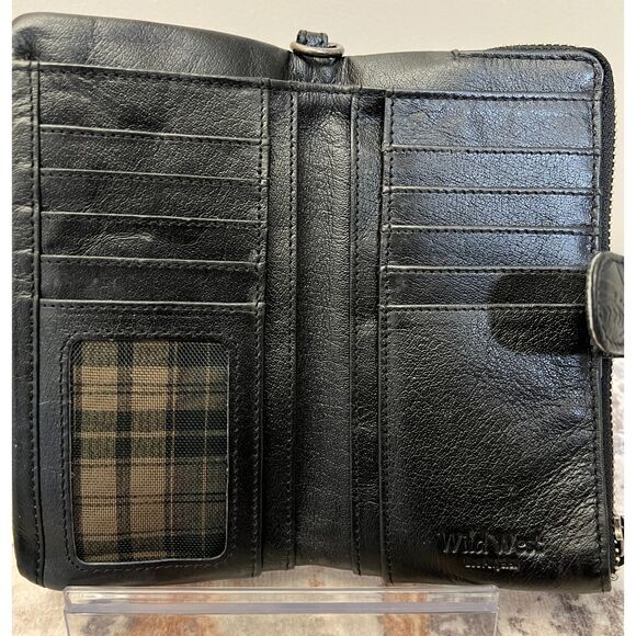 Wild West Los Angeles black hand tooled leather wallet/wristlet - Picture 6 of 7